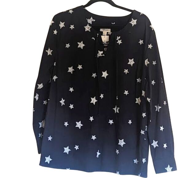 Style & Co. Tops - Style & Co NWT 100% Navy Star Lace Front Tunic Size XL